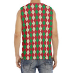 Christmas Themed Argyle Pattern Print Men's Fitness Tank Top