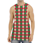 Christmas Themed Argyle Pattern Print Men's Muscle Tank Top