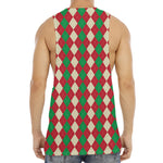 Christmas Themed Argyle Pattern Print Men's Muscle Tank Top