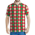 Christmas Themed Argyle Pattern Print Men's Polo Shirt