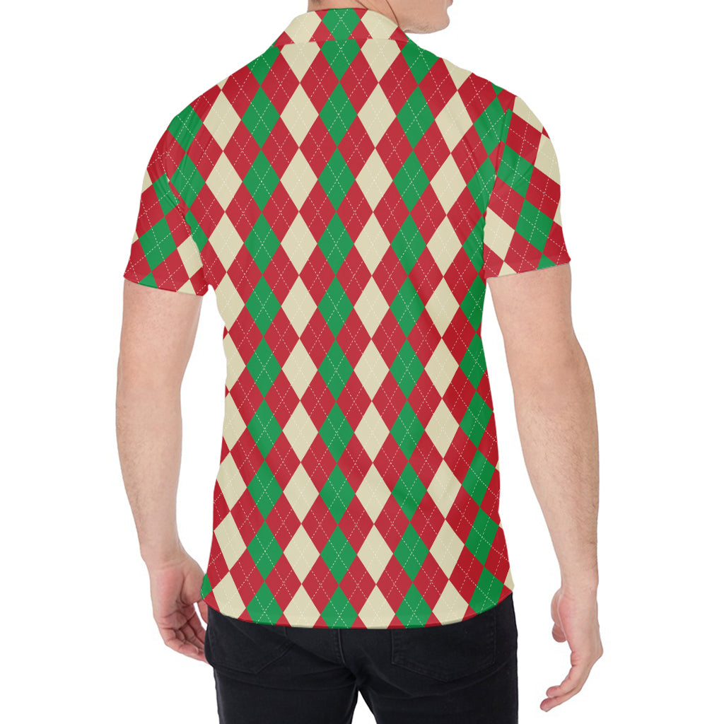 Christmas Themed Argyle Pattern Print Men's Shirt