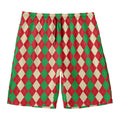 Christmas Themed Argyle Pattern Print Men's Swim Trunks