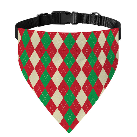 Christmas Themed Argyle Pattern Print Over The Collar Dog Bandana
