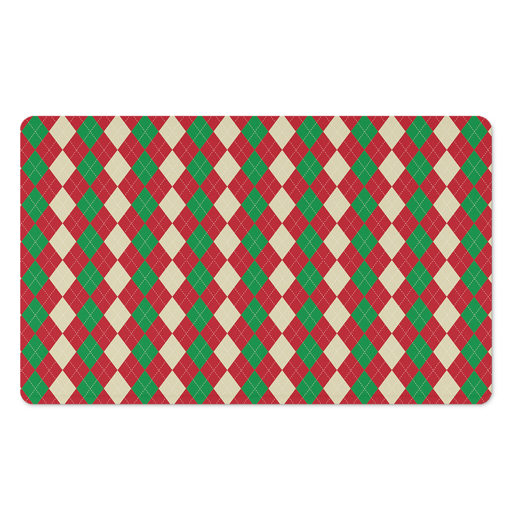 Christmas Themed Argyle Pattern Print Polyester Doormat