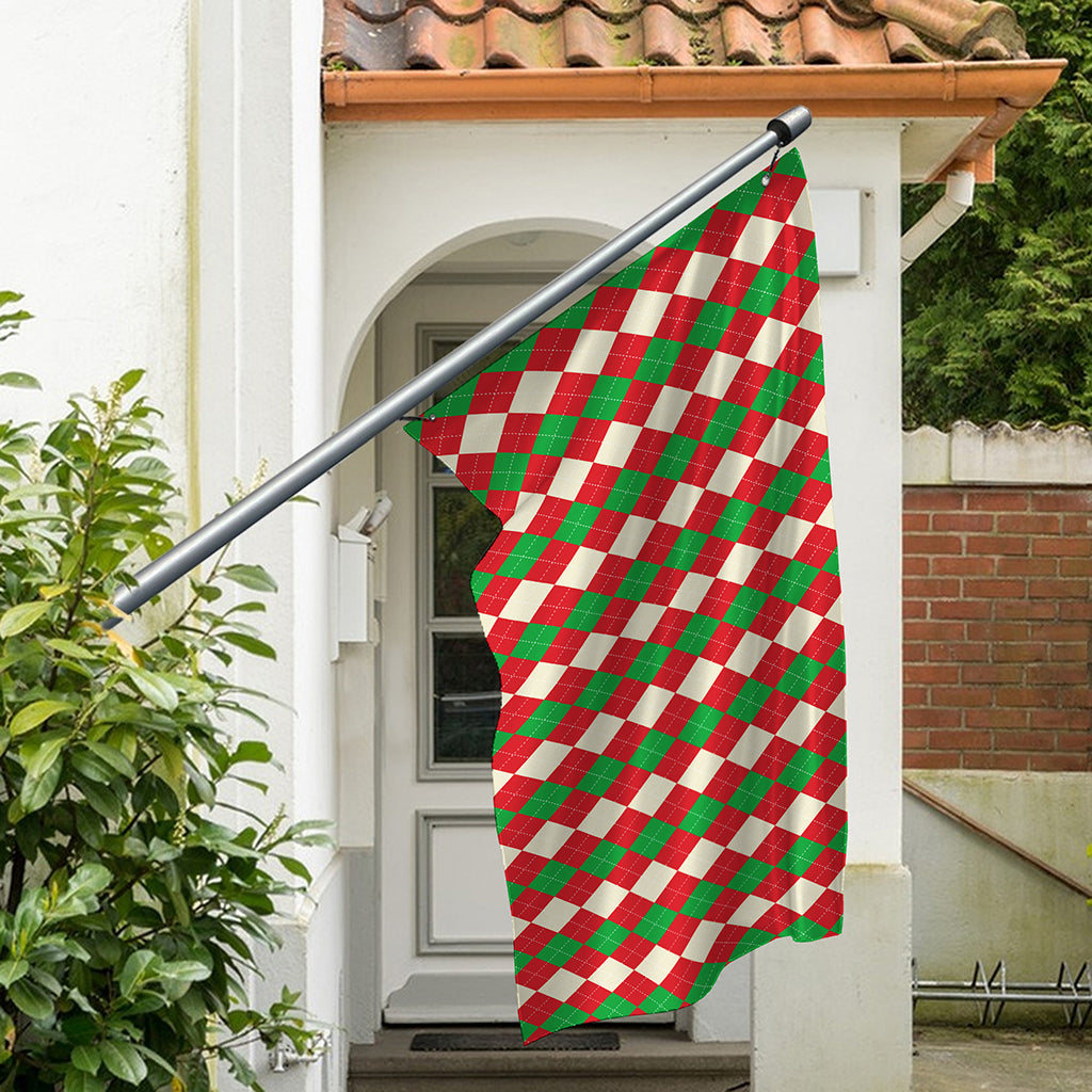 Christmas Themed Argyle Pattern Print Polyester Flag