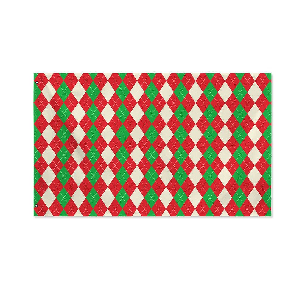 Christmas Themed Argyle Pattern Print Polyester Flag