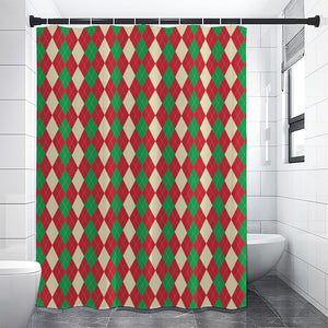 Christmas Themed Argyle Pattern Print Premium Shower Curtain