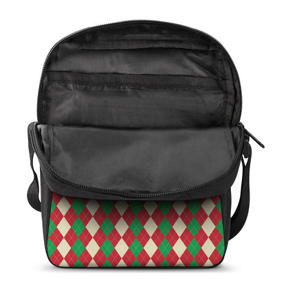 Christmas Themed Argyle Pattern Print Rectangular Crossbody Bag
