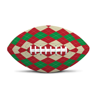 Christmas Themed Argyle Pattern Print Rugby Ball