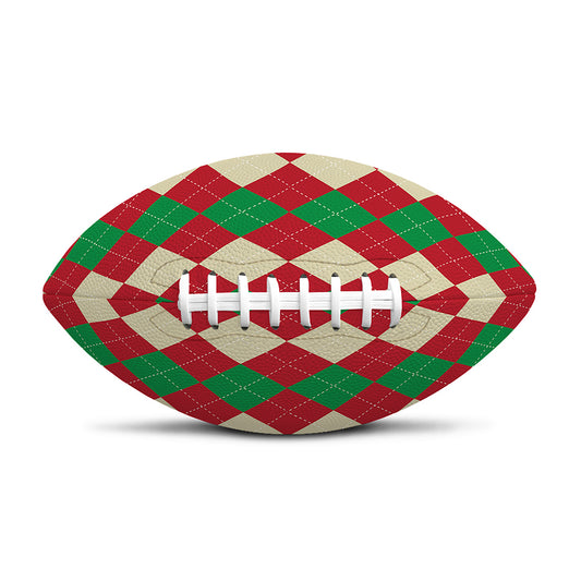 Christmas Themed Argyle Pattern Print Rugby Ball