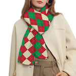 Christmas Themed Argyle Pattern Print Scarf