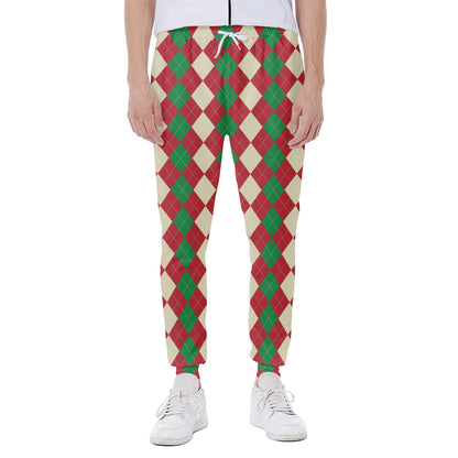 Christmas Themed Argyle Pattern Print Scuba Joggers