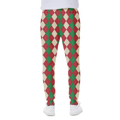 Christmas Themed Argyle Pattern Print Scuba Joggers