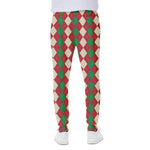 Christmas Themed Argyle Pattern Print Scuba Joggers