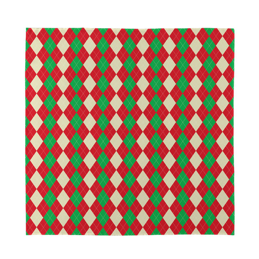 Christmas Themed Argyle Pattern Print Silk Bandana