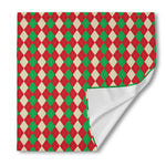Christmas Themed Argyle Pattern Print Silk Bandana