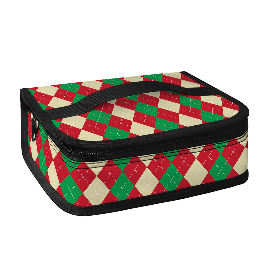 Christmas Themed Argyle Pattern Print Small Lunch Bag