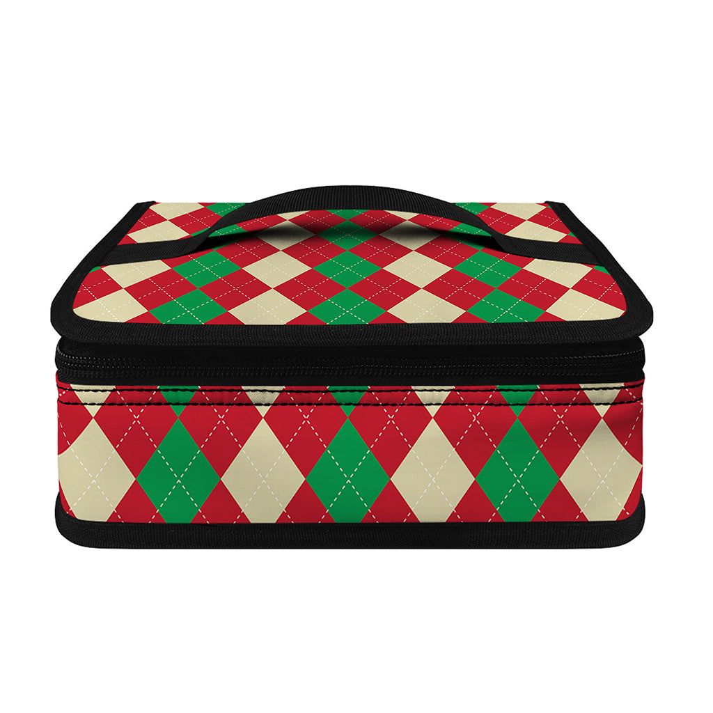 Christmas Themed Argyle Pattern Print Small Lunch Bag