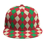 Christmas Themed Argyle Pattern Print Snapback Cap