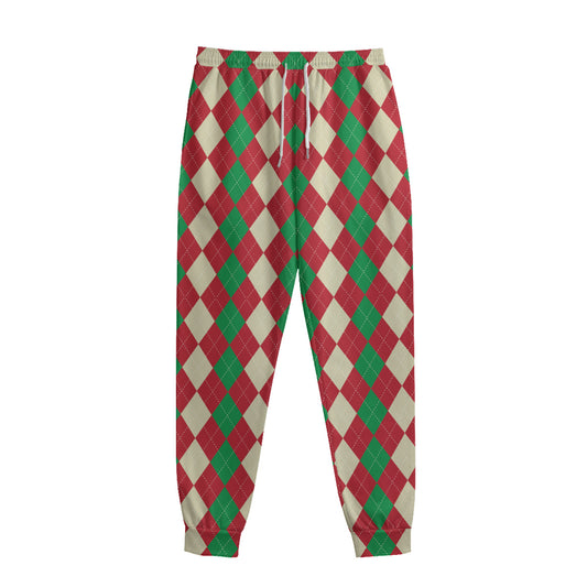 Christmas Themed Argyle Pattern Print Sweatpants