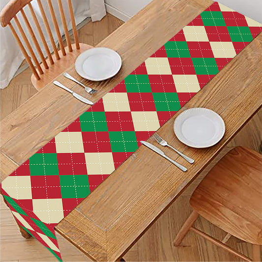 Christmas Themed Argyle Pattern Print Table Runner
