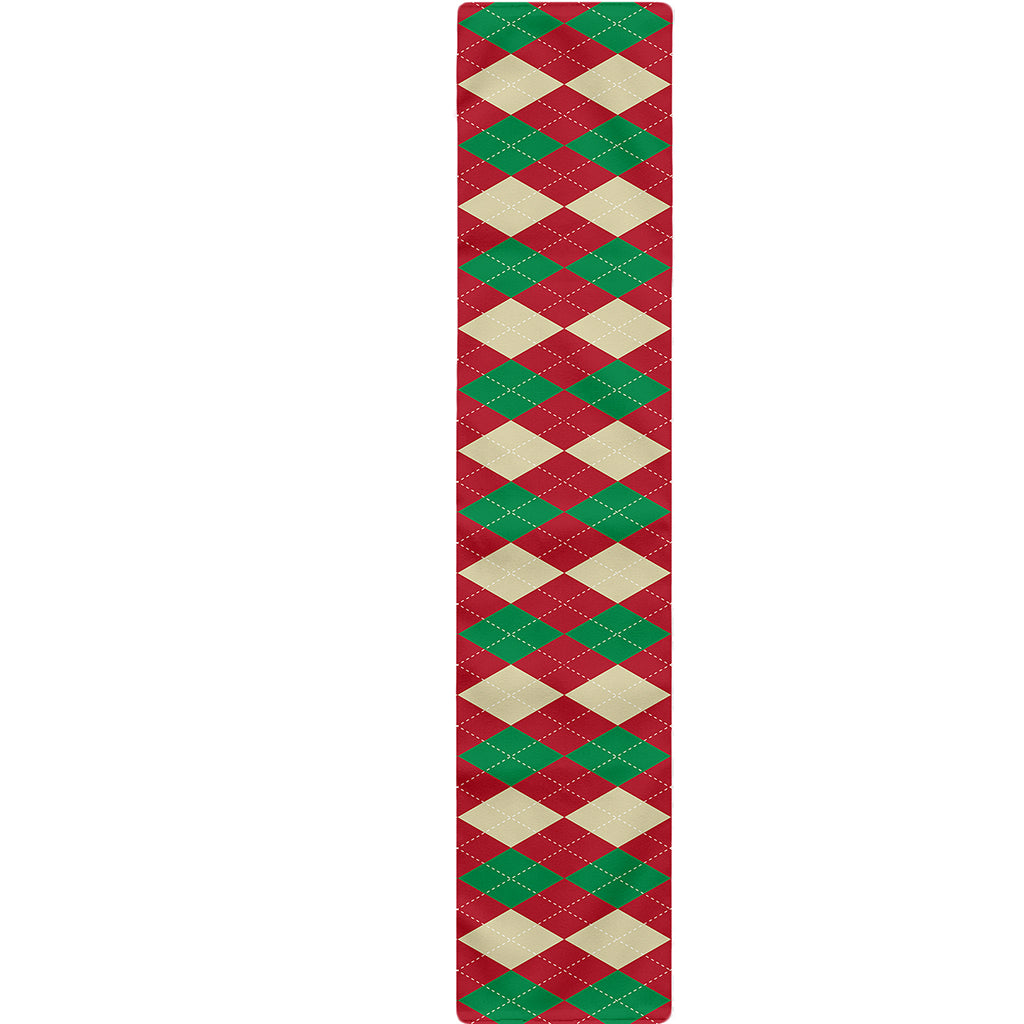 Christmas Themed Argyle Pattern Print Table Runner