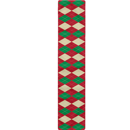 Christmas Themed Argyle Pattern Print Table Runner