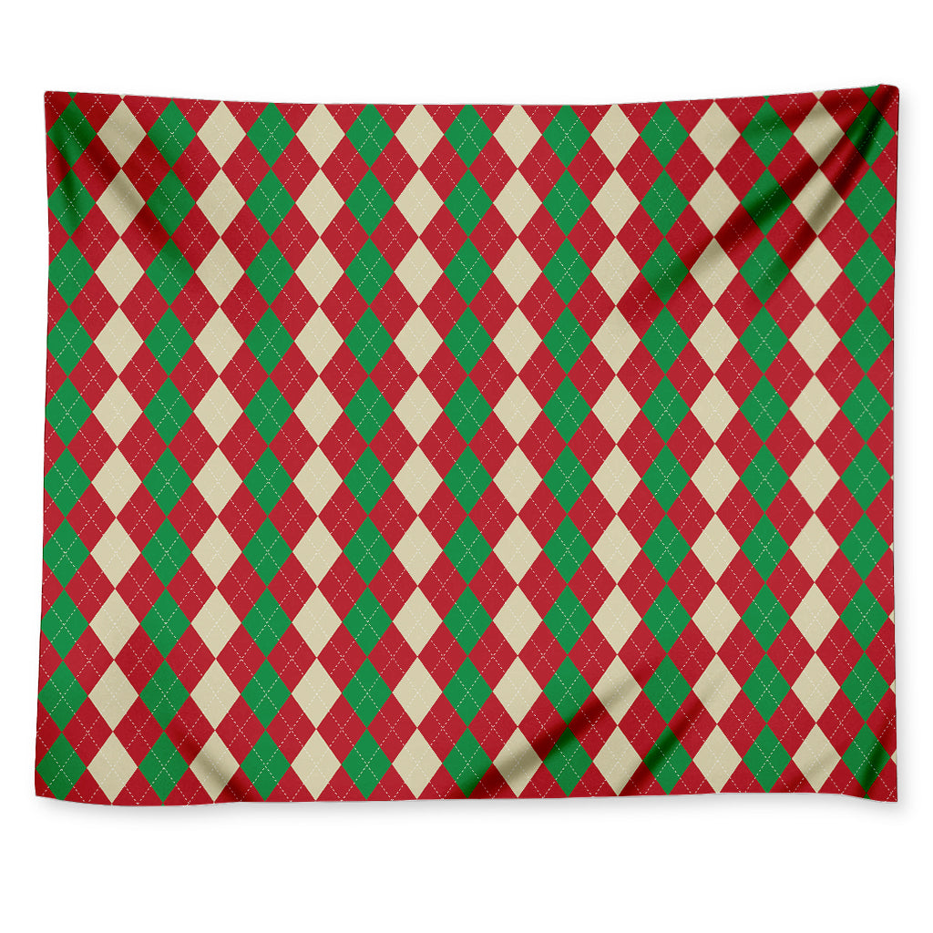 Christmas Themed Argyle Pattern Print Tapestry