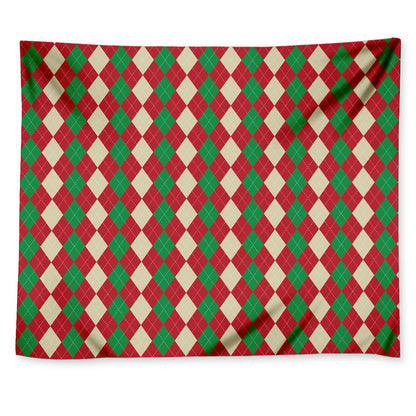 Christmas Themed Argyle Pattern Print Tapestry