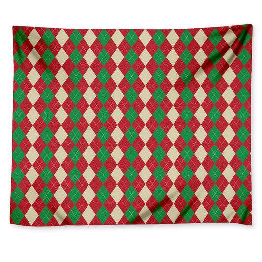 Christmas Themed Argyle Pattern Print Tapestry