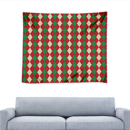Christmas Themed Argyle Pattern Print Tapestry