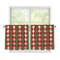 Christmas Themed Argyle Pattern Print Tier Curtains
