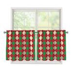 Christmas Themed Argyle Pattern Print Tier Curtains