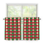 Christmas Themed Argyle Pattern Print Tier Curtains