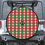 Christmas Themed Argyle Pattern Print Tire Cover With Camera Hole