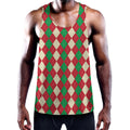 Christmas Themed Argyle Pattern Print Men's Workout Tank Top