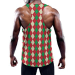 Christmas Themed Argyle Pattern Print Training Tank Top