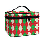 Christmas Themed Argyle Pattern Print Travel Makeup Bag