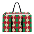 Christmas Themed Argyle Pattern Print Utility Tote Bag