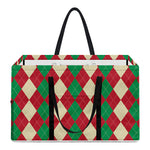 Christmas Themed Argyle Pattern Print Utility Tote Bag