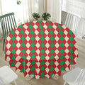 Christmas Themed Argyle Pattern Print Waterproof Round Tablecloth