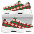Christmas Themed Argyle Pattern Print White Chunky Shoes