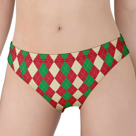 Christmas Themed Argyle Pattern Print Women's Panties