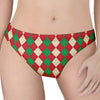 Christmas Themed Argyle Pattern Print Women's Thong