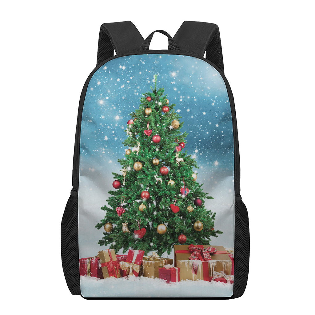 Christmas Tree And Snow Print 17 Inch Backpack