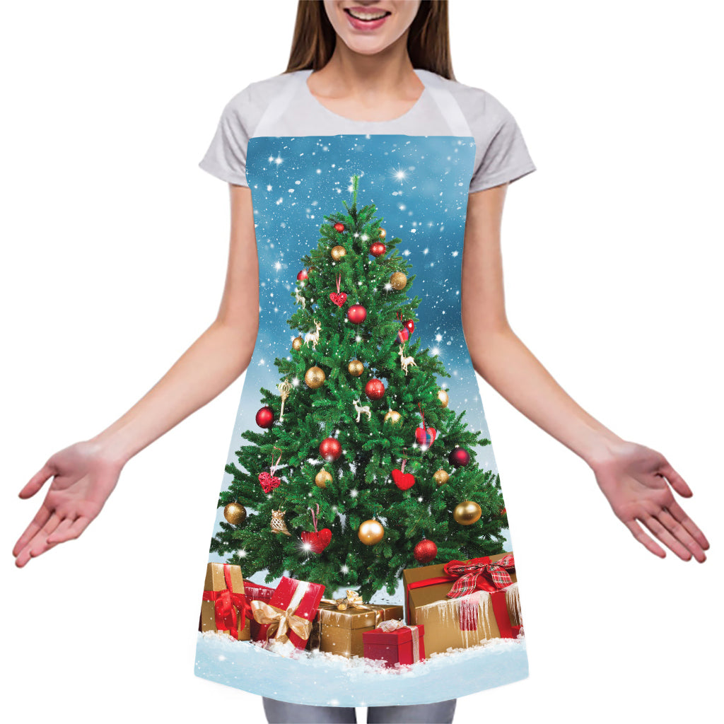 Christmas Tree And Snow Print Adjustable Apron