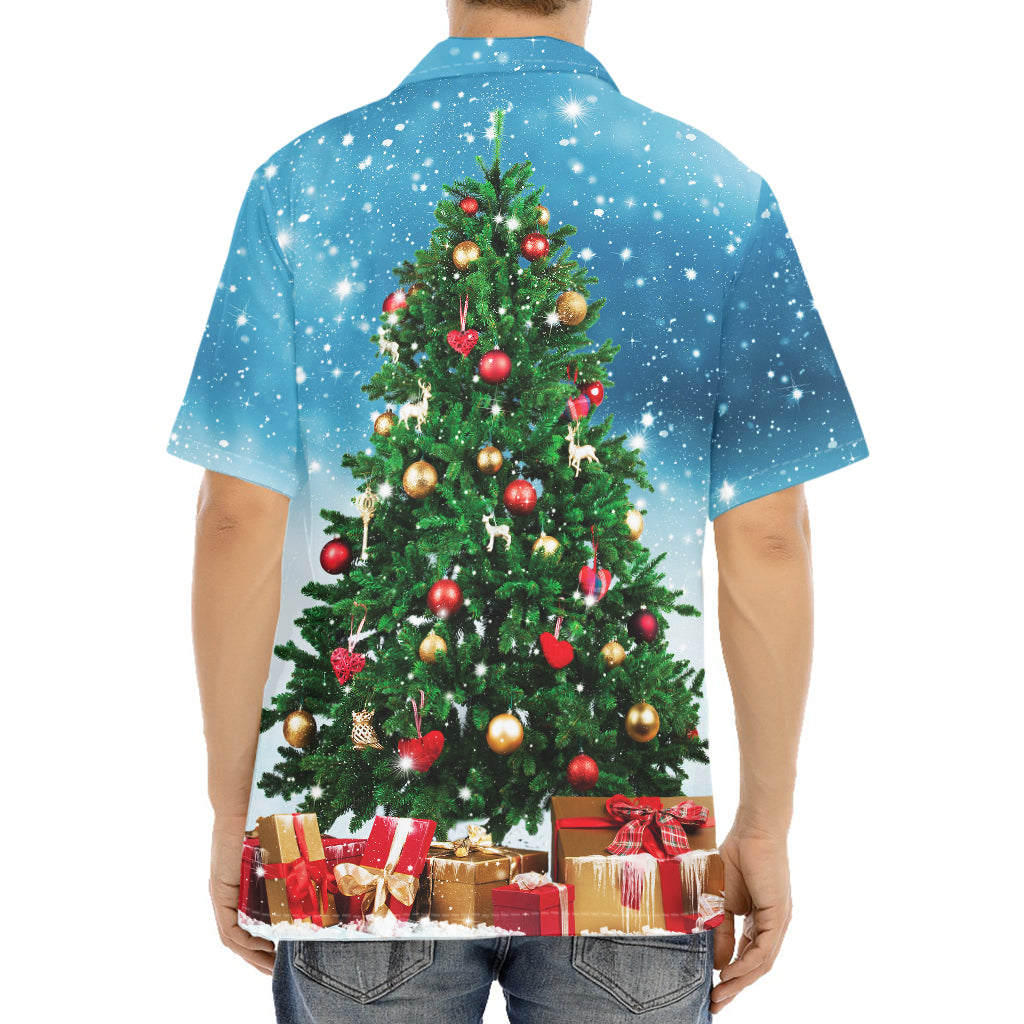 Christmas Tree And Snow Print Aloha Shirt