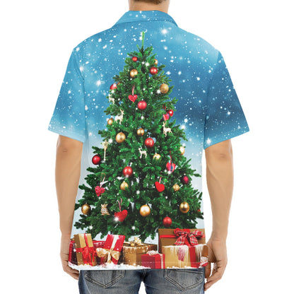Christmas Tree And Snow Print Aloha Shirt