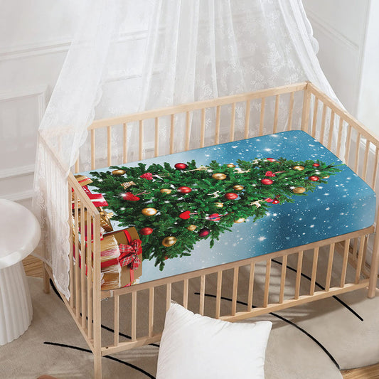 Christmas Tree And Snow Print Baby Crib Sheet