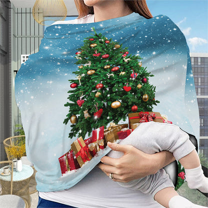 Christmas Tree And Snow Print Baby Seat Cover